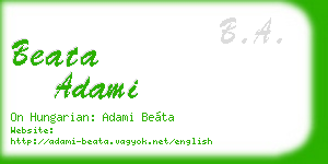 beata adami business card